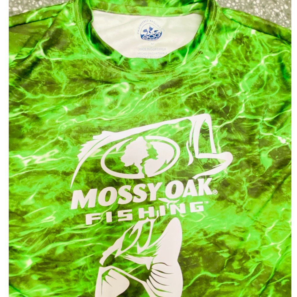 Mossy Oak Fishing Shirt Mens Medium Green Excellent EAG Elements Manta LS Tee